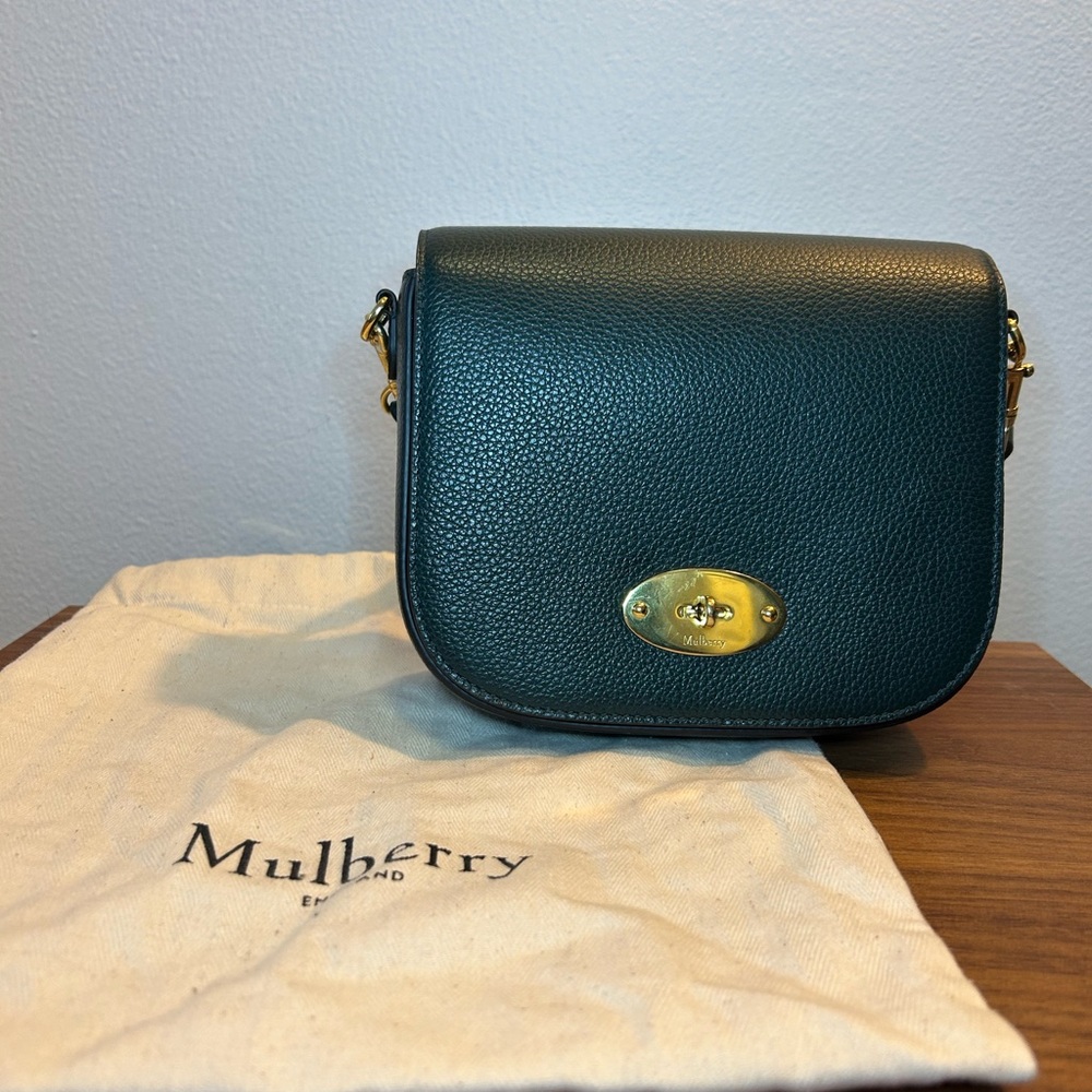 Small leather Mulberry Forest Green Crossbody Bag with Gold Details